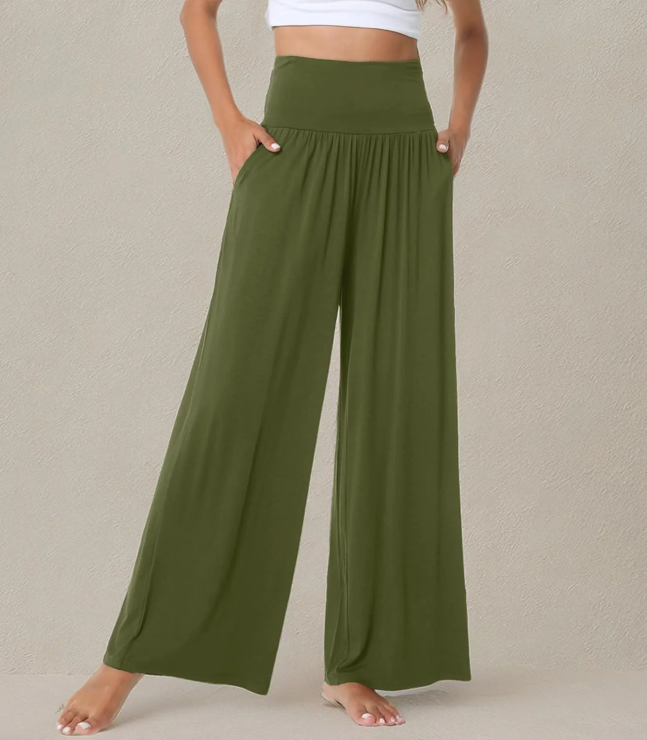 WiWi Pajama Pants for Women Soft Wide Leg Palazzo Lounge Sweatpants Loose Yoga Bottoms-Viscose from Bamboo S-XXL