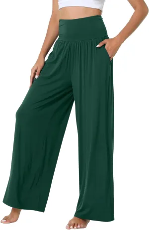 WiWi Pajama Pants for Women Soft Wide Leg Palazzo Lounge Sweatpants Loose Yoga Bottoms-Viscose from Bamboo S-XXL