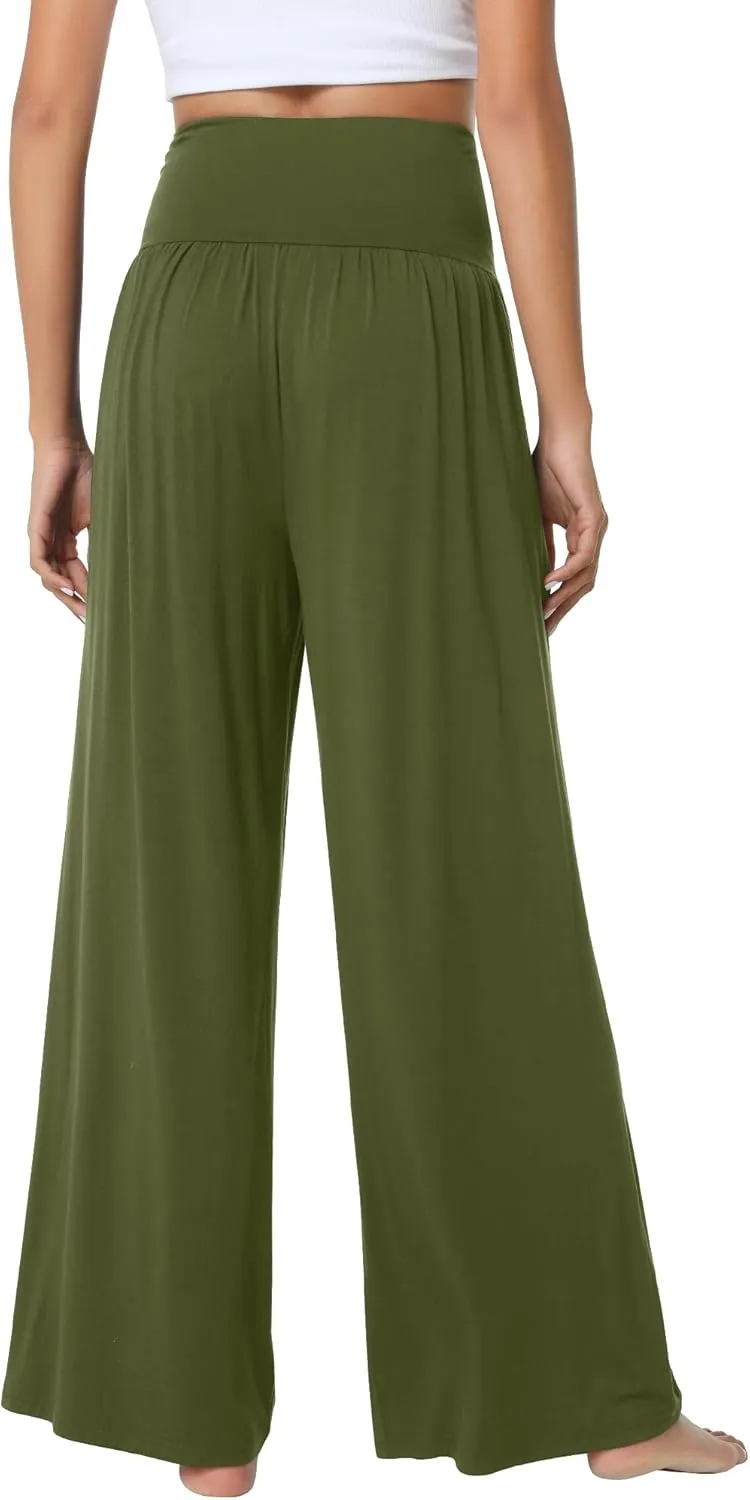 WiWi Pajama Pants for Women Soft Wide Leg Palazzo Lounge Sweatpants Loose Yoga Bottoms-Viscose from Bamboo S-XXL