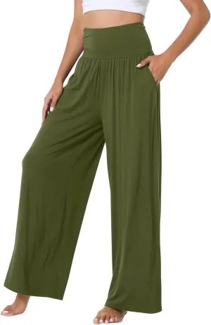 WiWi Pajama Pants for Women Soft Wide Leg Palazzo Lounge Sweatpants Loose Yoga Bottoms-Viscose from Bamboo S-XXL