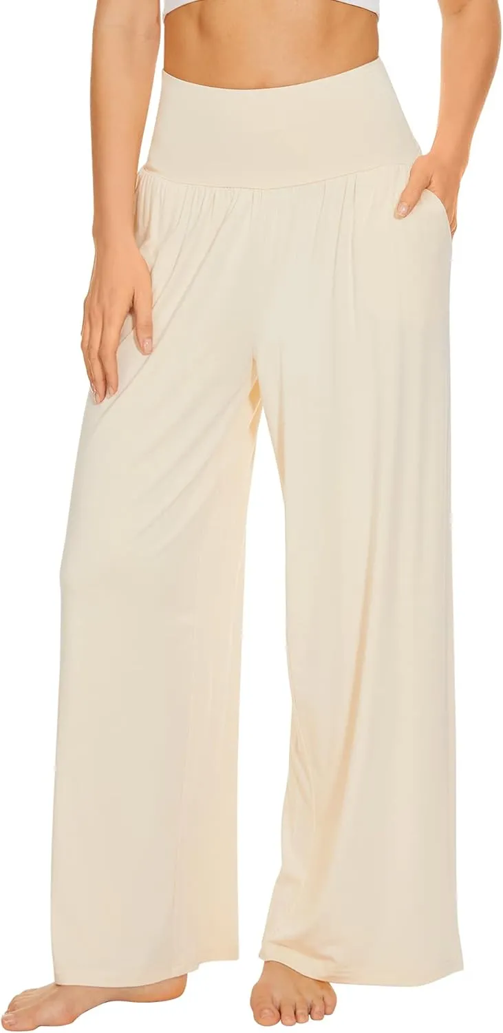 WiWi Pajama Pants for Women Soft Wide Leg Palazzo Lounge Sweatpants Loose Yoga Bottoms-Viscose from Bamboo S-XXL