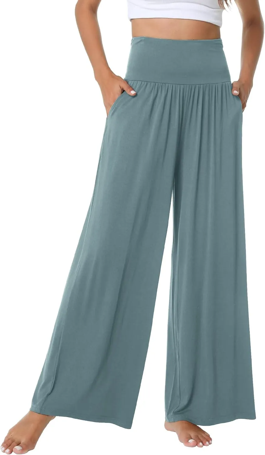 WiWi Pajama Pants for Women Soft Wide Leg Palazzo Lounge Sweatpants Loose Yoga Bottoms-Viscose from Bamboo S-XXL