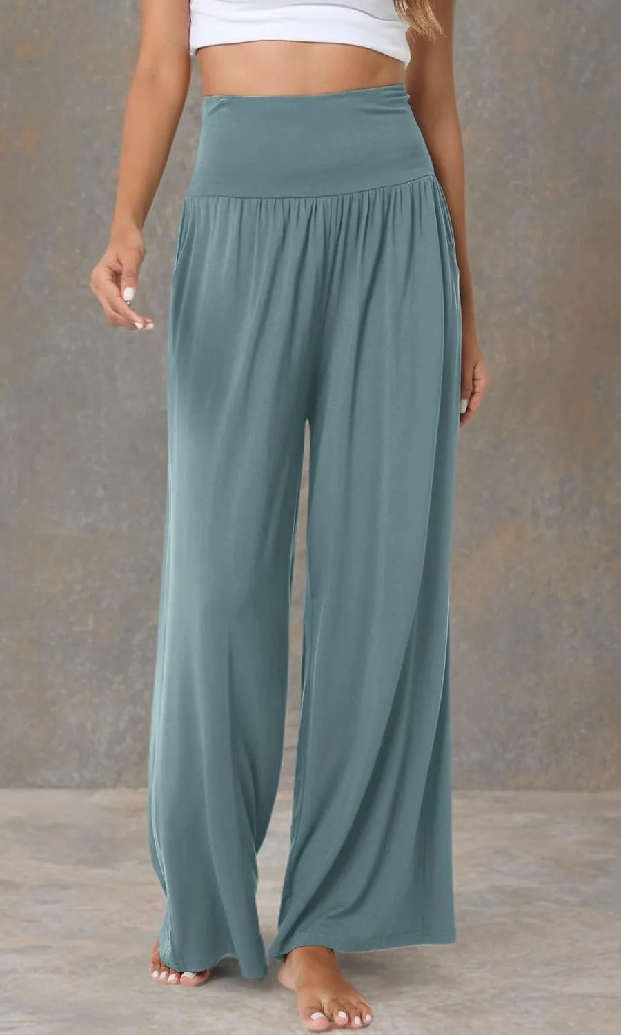WiWi Pajama Pants for Women Soft Wide Leg Palazzo Lounge Sweatpants Loose Yoga Bottoms-Viscose from Bamboo S-XXL
