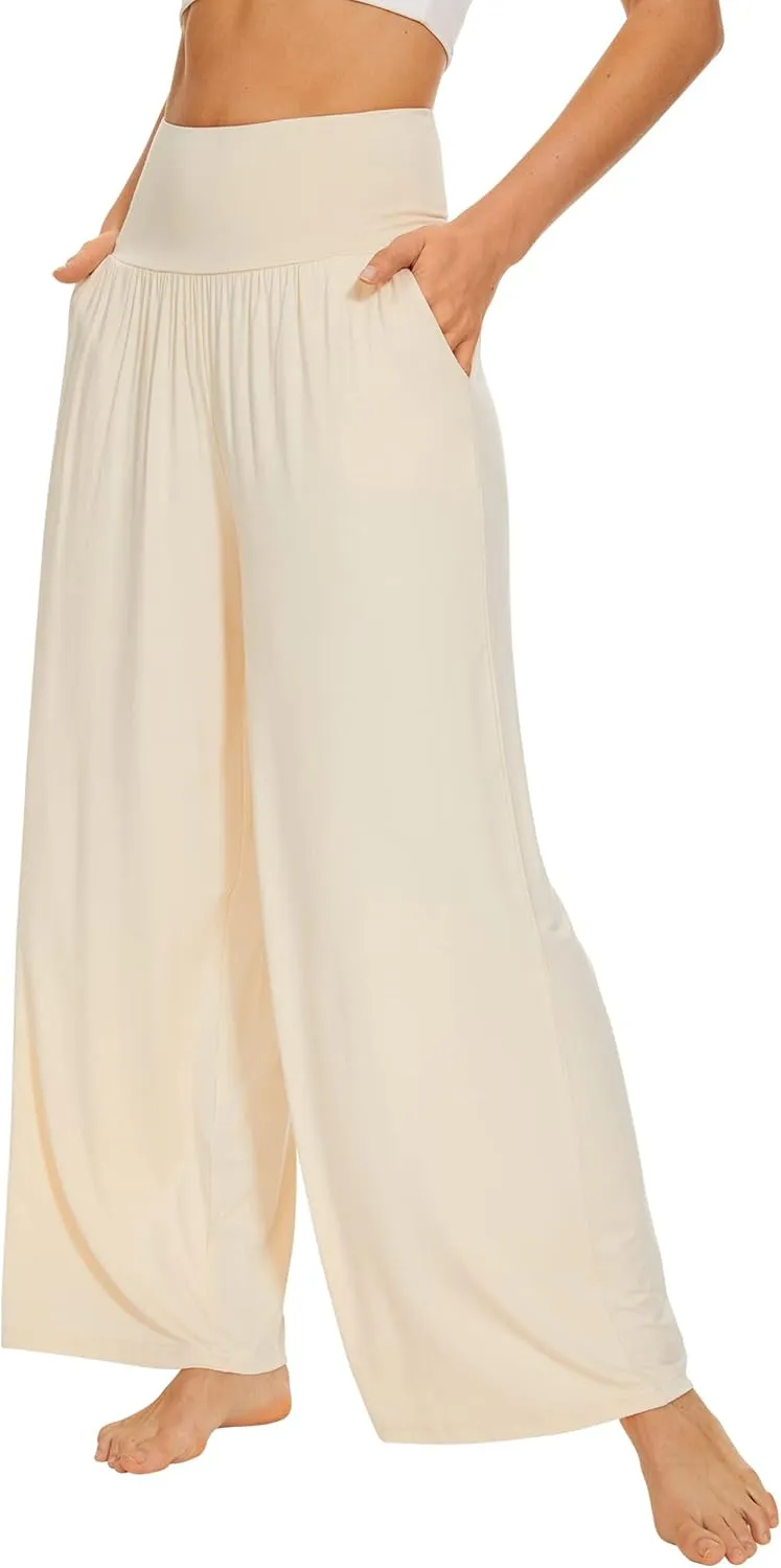 WiWi Pajama Pants for Women Soft Wide Leg Palazzo Lounge Sweatpants Loose Yoga Bottoms-Viscose from Bamboo S-XXL