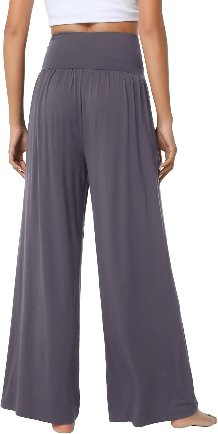 WiWi Pajama Pants for Women Soft Wide Leg Palazzo Lounge Sweatpants Loose Yoga Bottoms-Viscose from Bamboo S-XXL