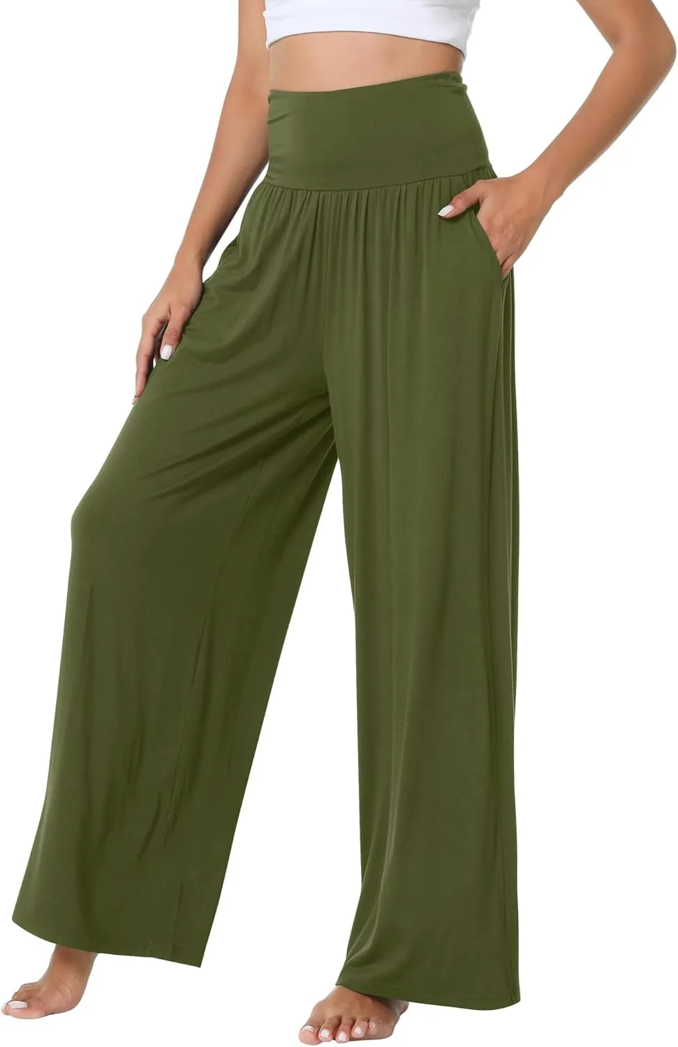 WiWi Pajama Pants for Women Soft Wide Leg Palazzo Lounge Sweatpants Loose Yoga Bottoms-Viscose from Bamboo S-XXL