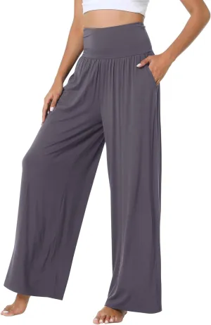 WiWi Pajama Pants for Women Soft Wide Leg Palazzo Lounge Sweatpants Loose Yoga Bottoms-Viscose from Bamboo S-XXL