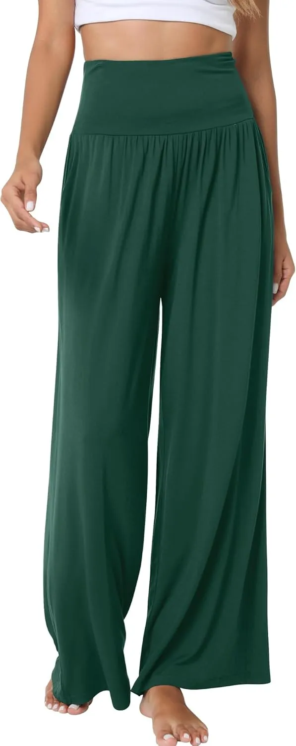 WiWi Pajama Pants for Women Soft Wide Leg Palazzo Lounge Sweatpants Loose Yoga Bottoms-Viscose from Bamboo S-XXL