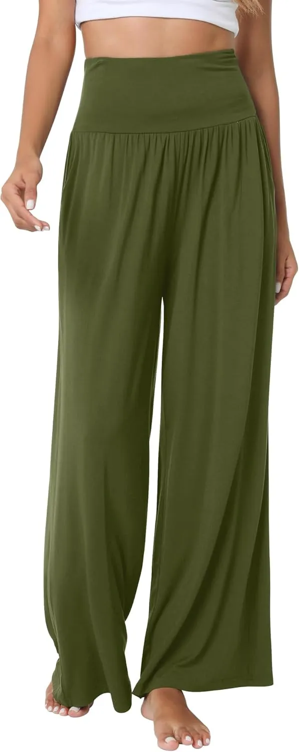 WiWi Pajama Pants for Women Soft Wide Leg Palazzo Lounge Sweatpants Loose Yoga Bottoms-Viscose from Bamboo S-XXL