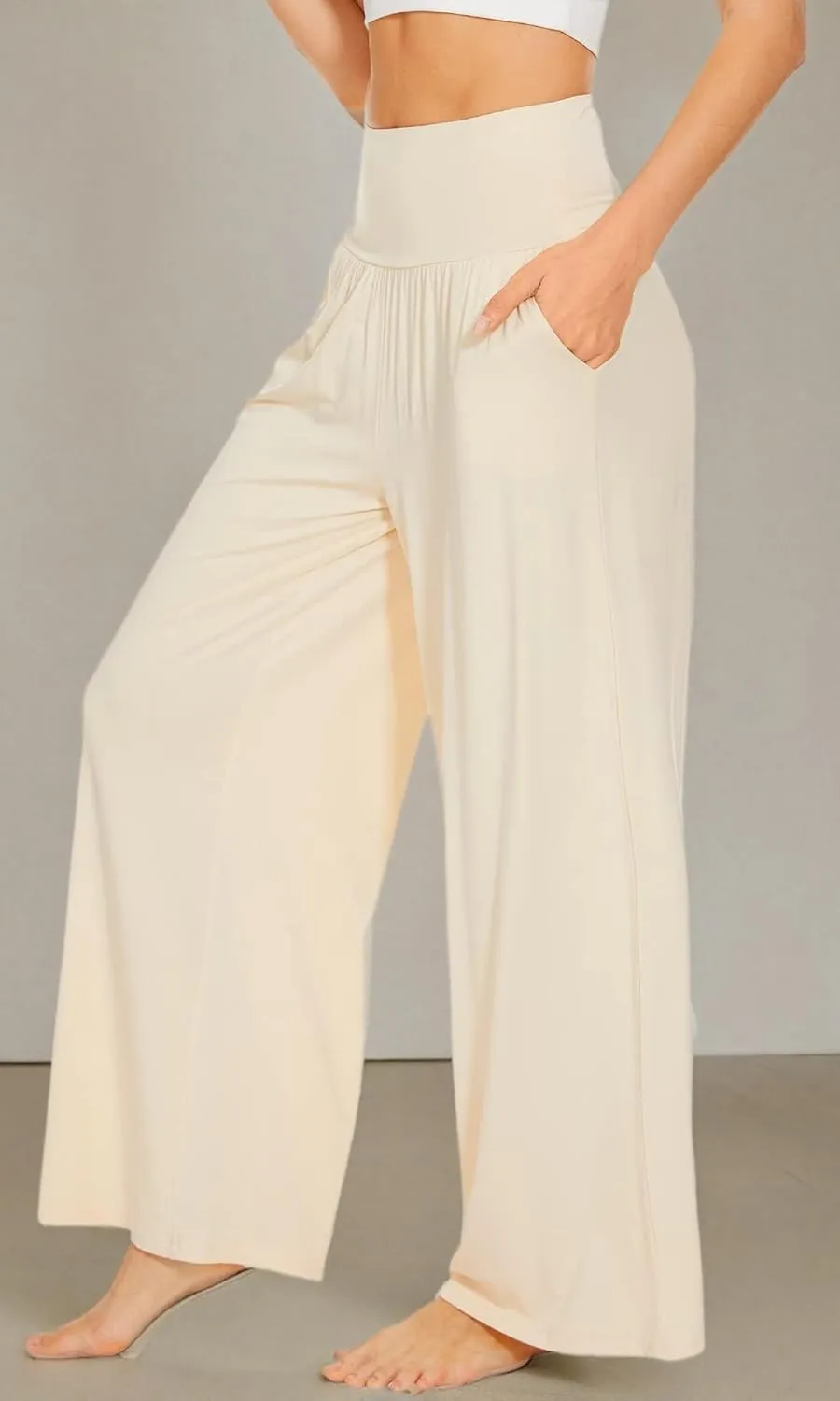 WiWi Pajama Pants for Women Soft Wide Leg Palazzo Lounge Sweatpants Loose Yoga Bottoms-Viscose from Bamboo S-XXL
