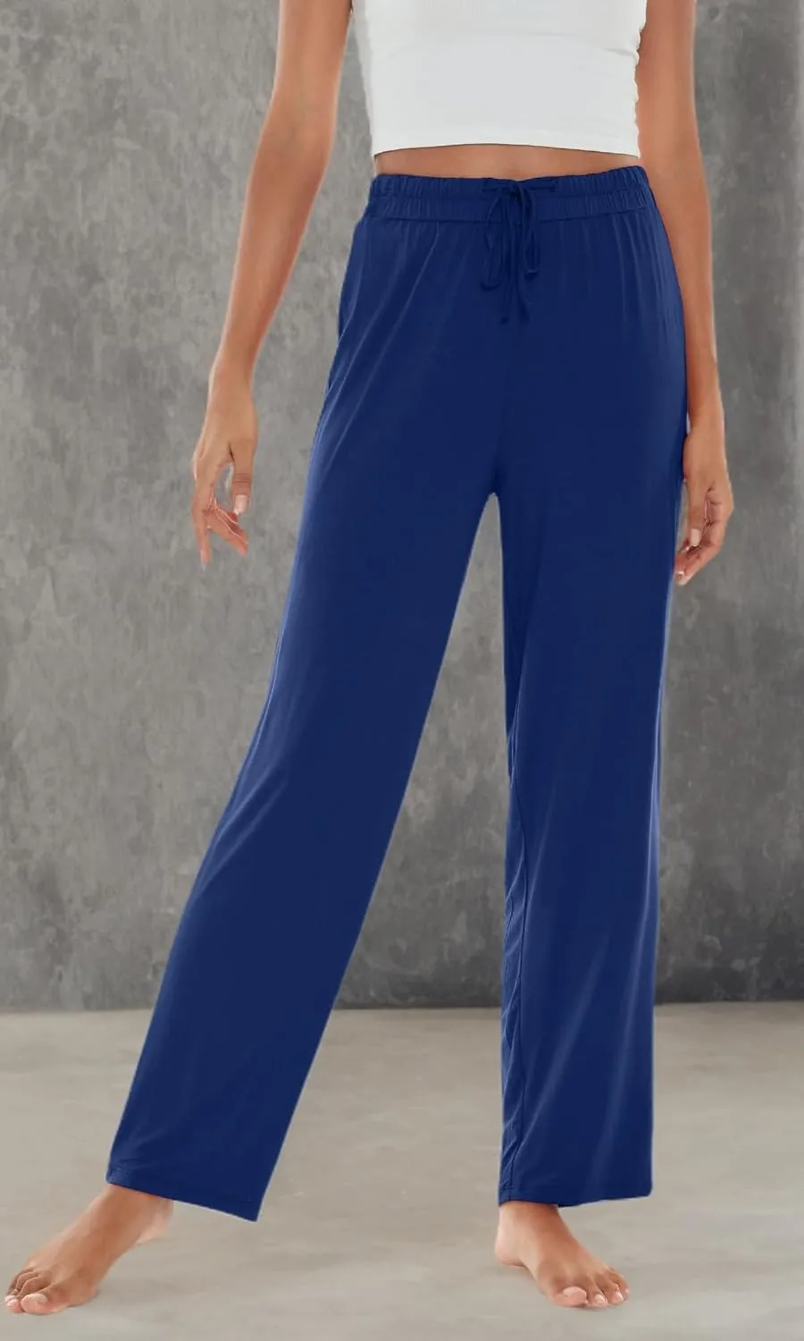 WiWi Pajama Pants for Women Viscose from Bamboo Soft Wide Leg Sweatpants Drawstring Bottoms Sleep Pj Pant S-XXL