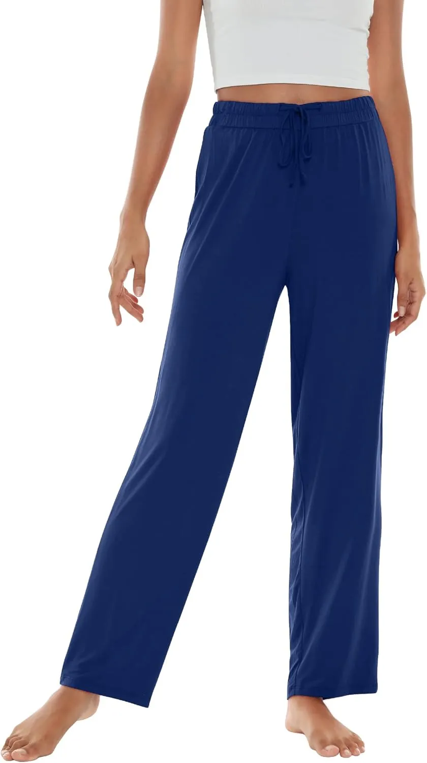 WiWi Pajama Pants for Women Viscose from Bamboo Soft Wide Leg Sweatpants Drawstring Bottoms Sleep Pj Pant S-XXL