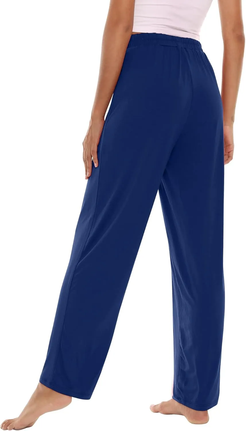 WiWi Pajama Pants for Women Viscose from Bamboo Soft Wide Leg Sweatpants Drawstring Bottoms Sleep Pj Pant S-XXL