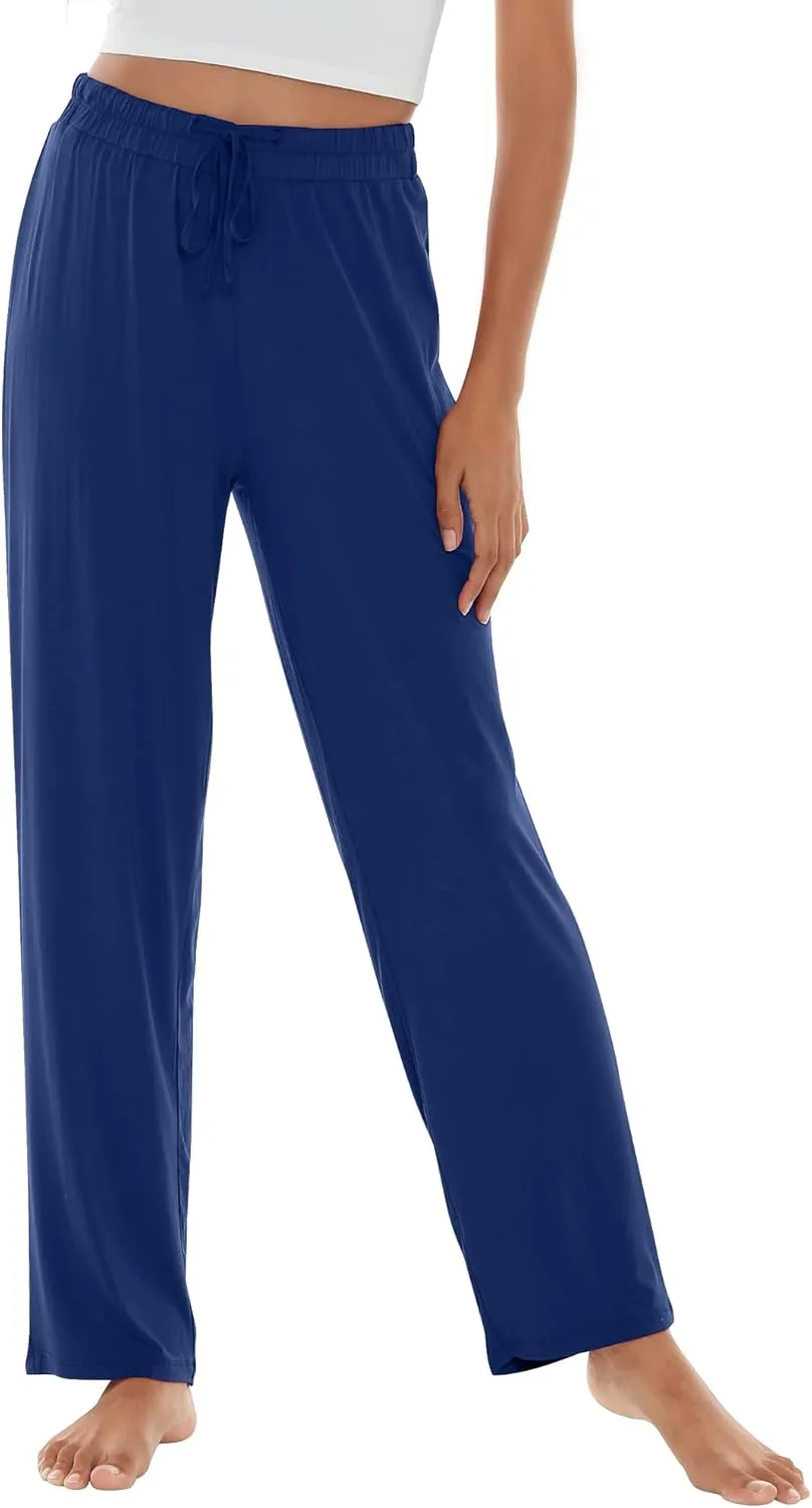 WiWi Pajama Pants for Women Viscose from Bamboo Soft Wide Leg Sweatpants Drawstring Bottoms Sleep Pj Pant S-XXL
