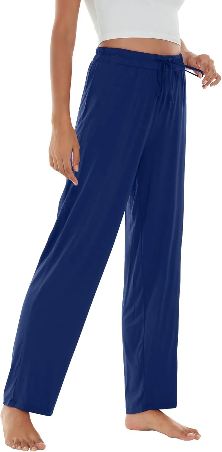 WiWi Pajama Pants for Women Viscose from Bamboo Soft Wide Leg Sweatpants Drawstring Bottoms Sleep Pj Pant S-XXL