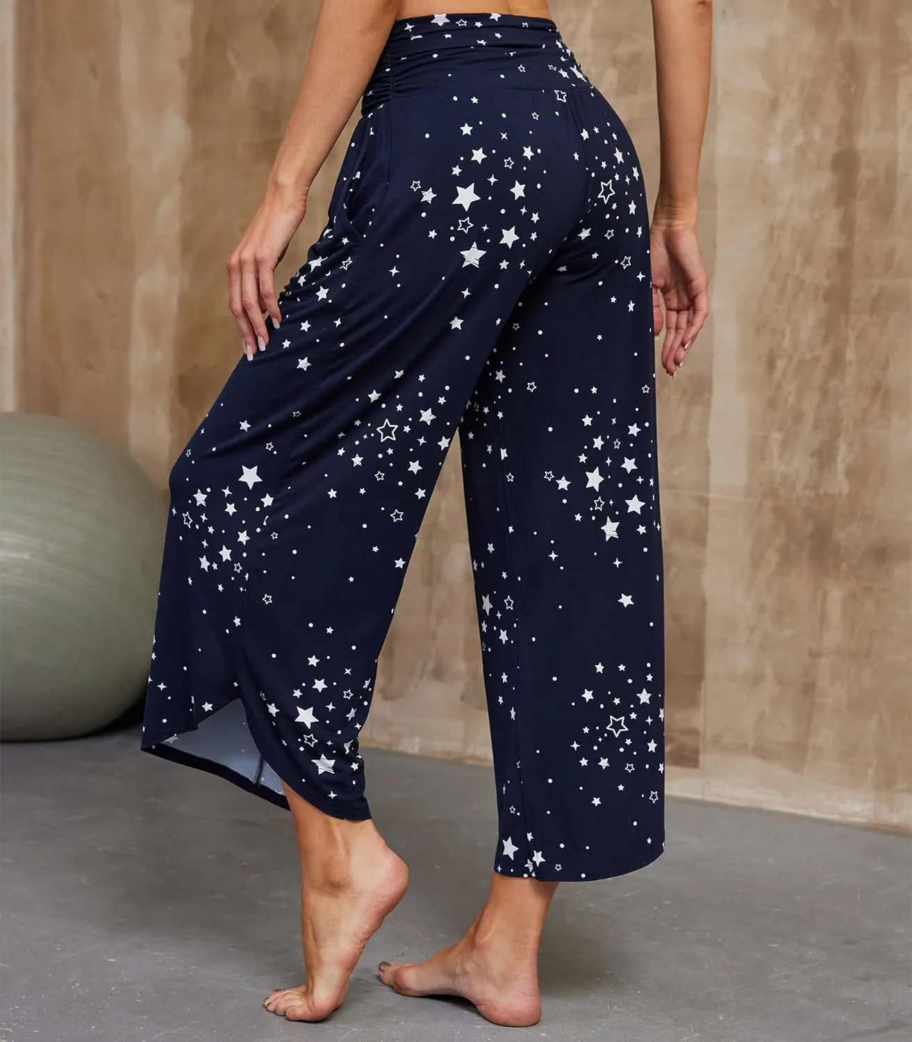 WiWi Women's Lounge Pants Wide Leg Yoga Bottoms Soft High Waist Sweatpants with Pockets Viscose from Bamboo S-XXL