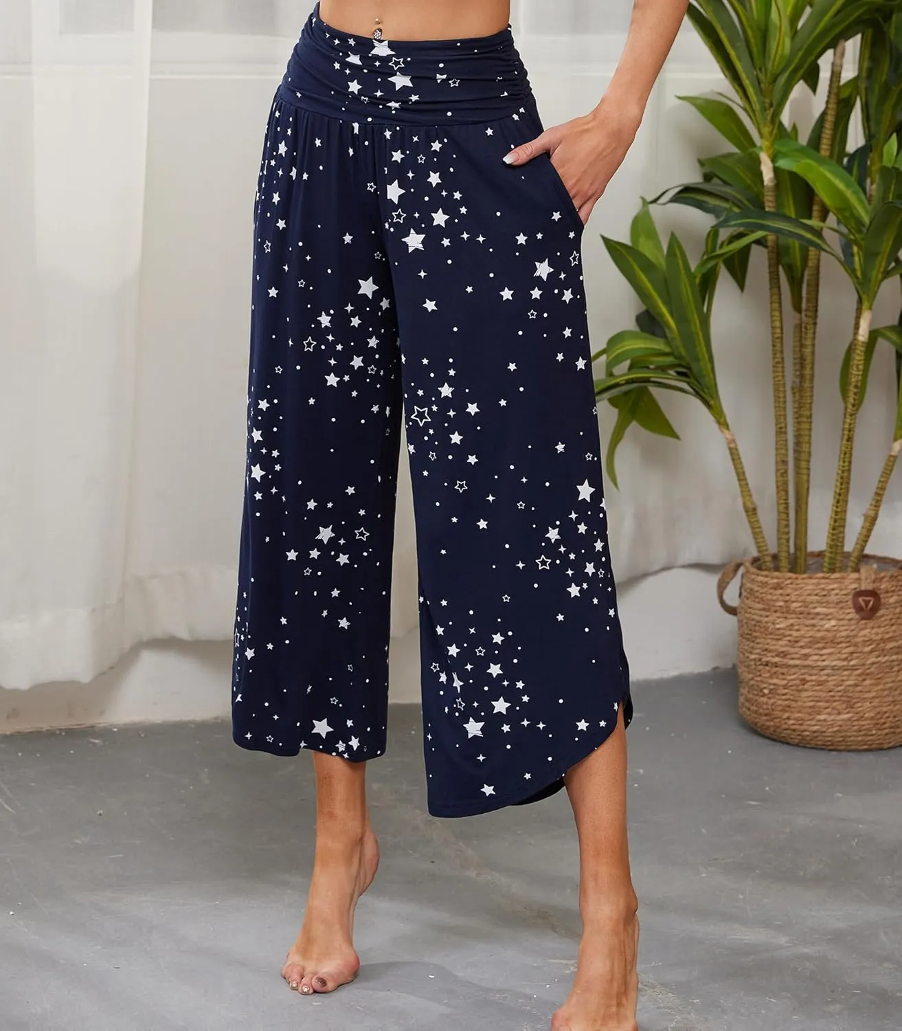 WiWi Women's Lounge Pants Wide Leg Yoga Bottoms Soft High Waist Sweatpants with Pockets Viscose from Bamboo S-XXL