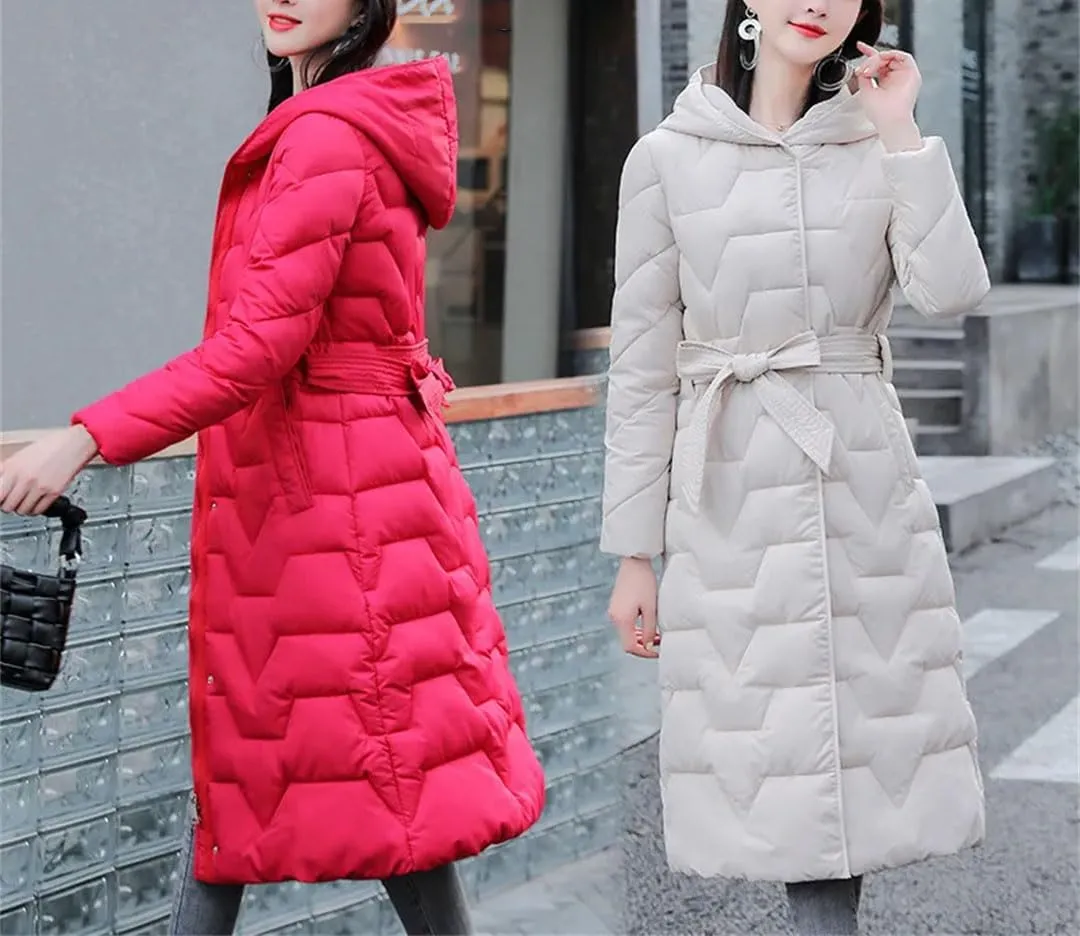 Women Autumn Winter Thicken Hooded Cotton-Padded Jakcet Casual Loose Parkas Coat Female Long Outwears