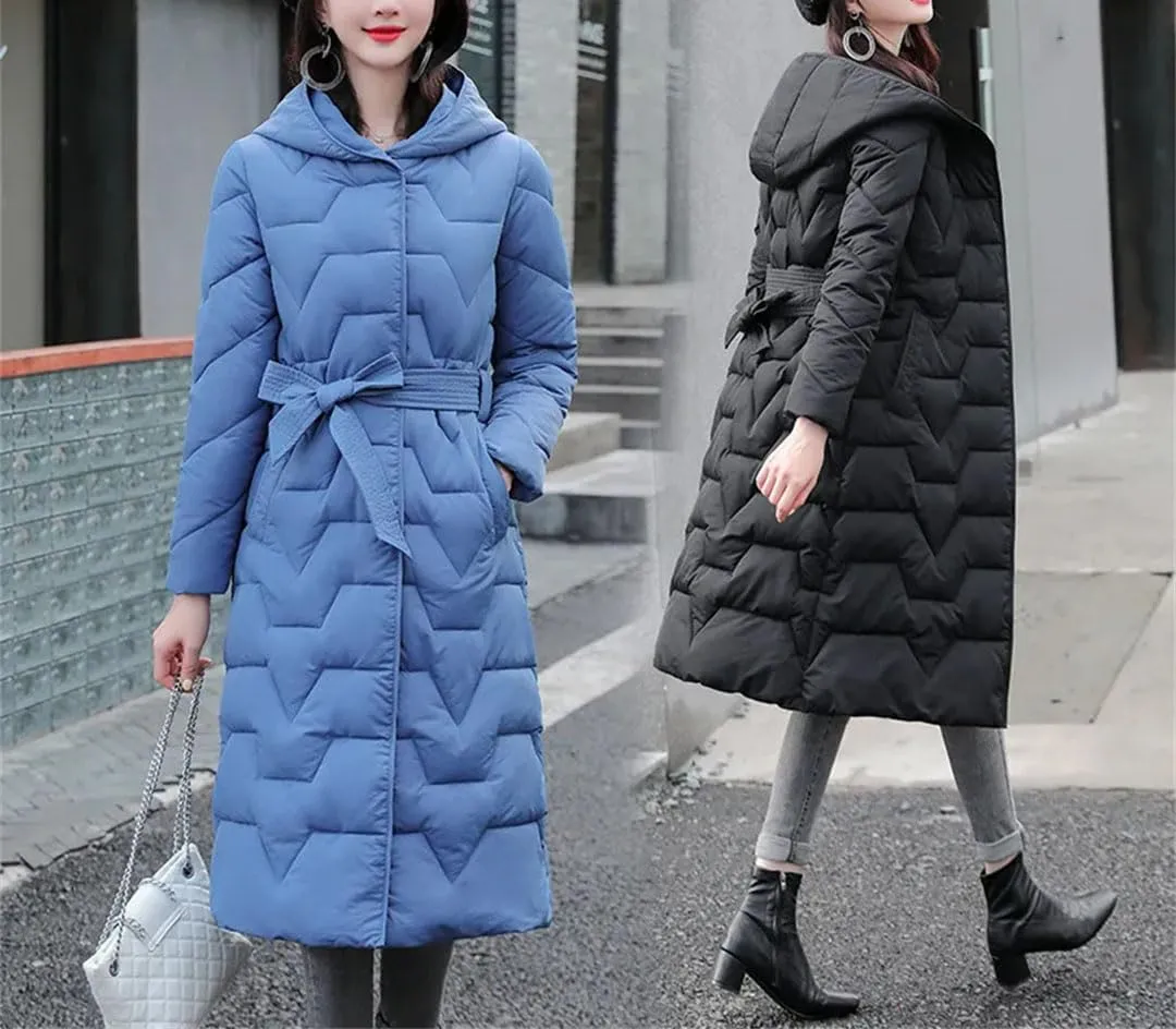 Women Autumn Winter Thicken Hooded Cotton-Padded Jakcet Casual Loose Parkas Coat Female Long Outwears