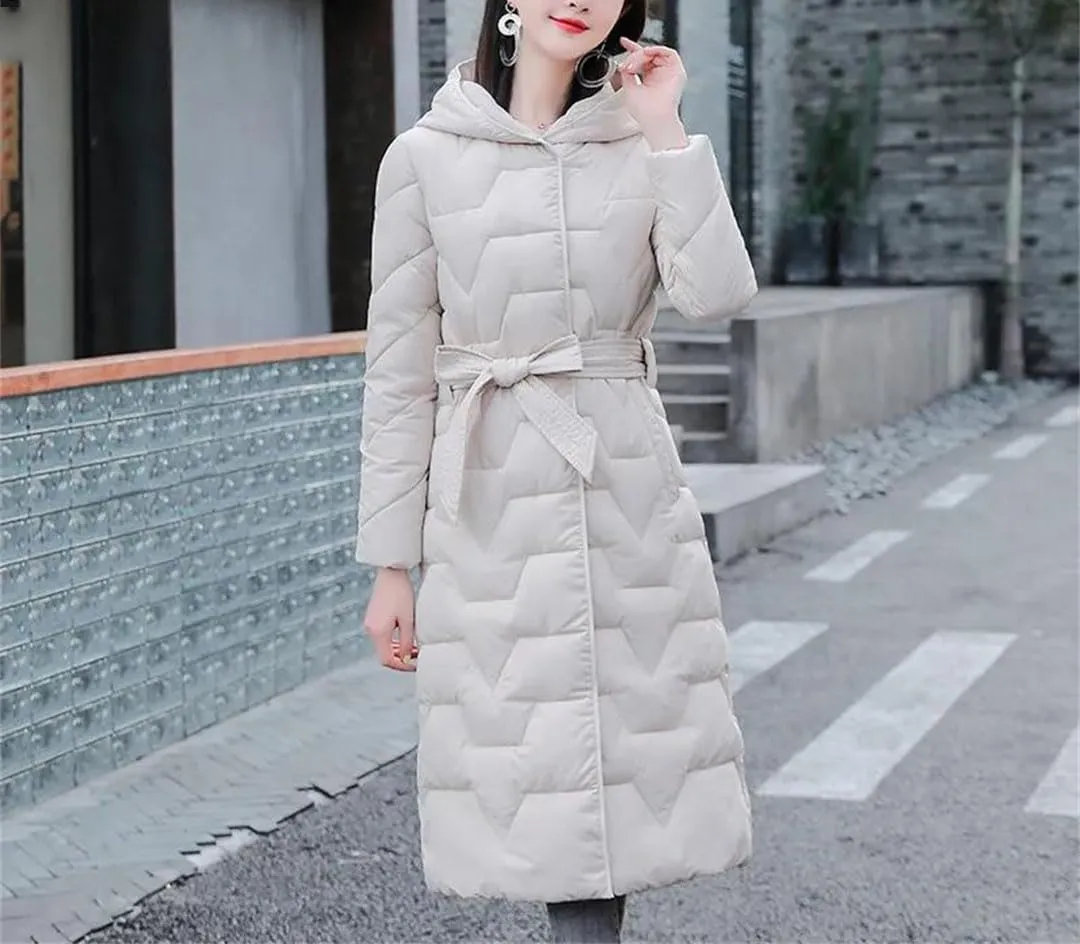 Women Autumn Winter Thicken Hooded Cotton-Padded Jakcet Casual Loose Parkas Coat Female Long Outwears