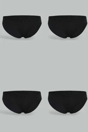 Women Black Bikini Briefs(Pack of 4)