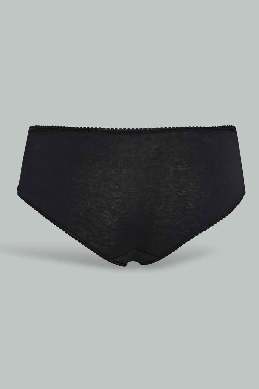 Women Black Plain Boyleg Brief (Pack of 5)
