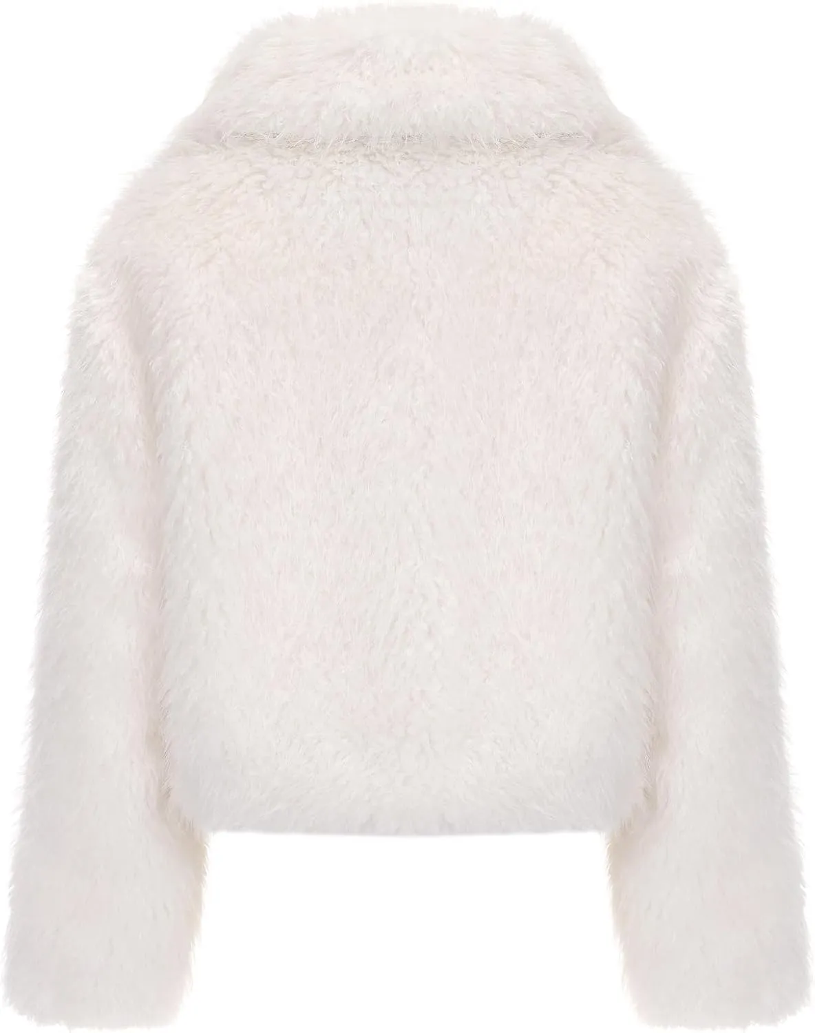 Women Faux Fur Jacket Zip Up Large Turn-Down Collar for Short Jackets Fall and Winter Warm Fluffy Cardigan Coat