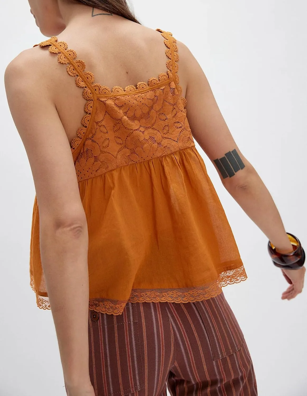 Women Lace Trim Tank Tops Y2k Tie Front Semi Sheer Crop Vest Cute Sleeveless Scoop Neck Flowy Cami Shirt