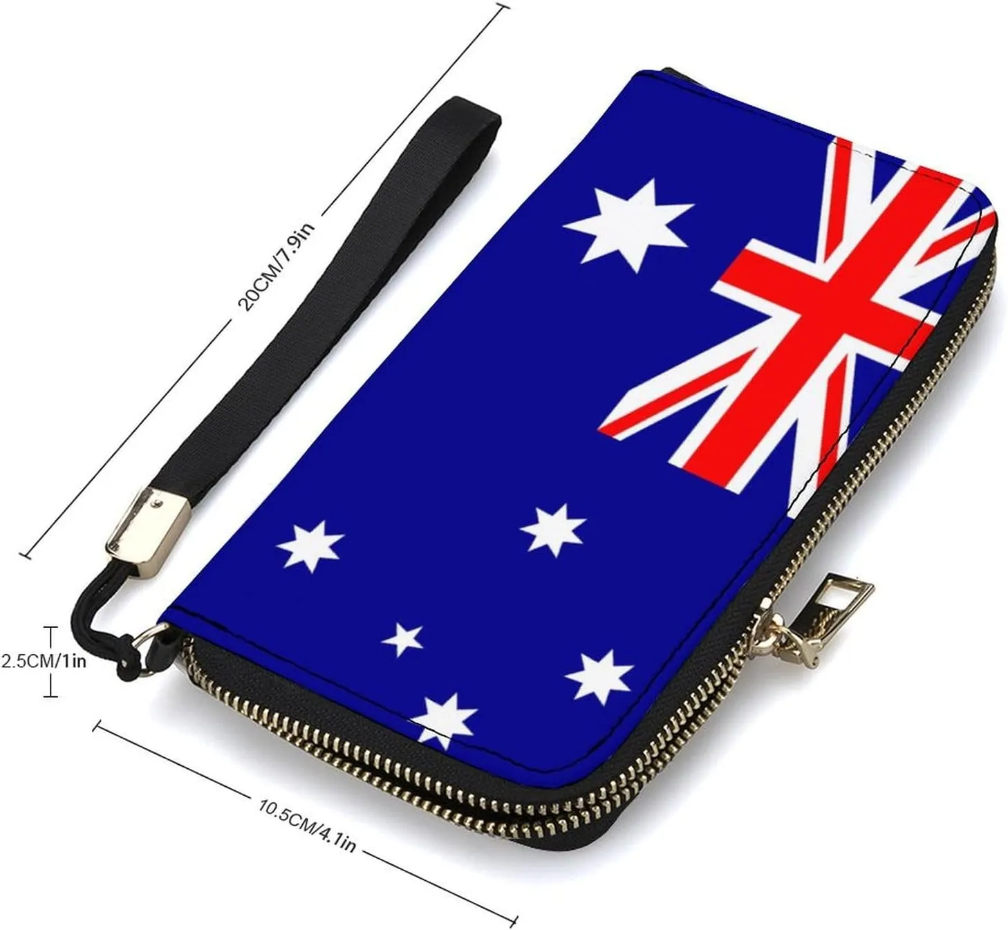 Women Men Australia Flag Zipper Long Purse with Removable Wristlet Stylish PU Wallet Travel Clutch