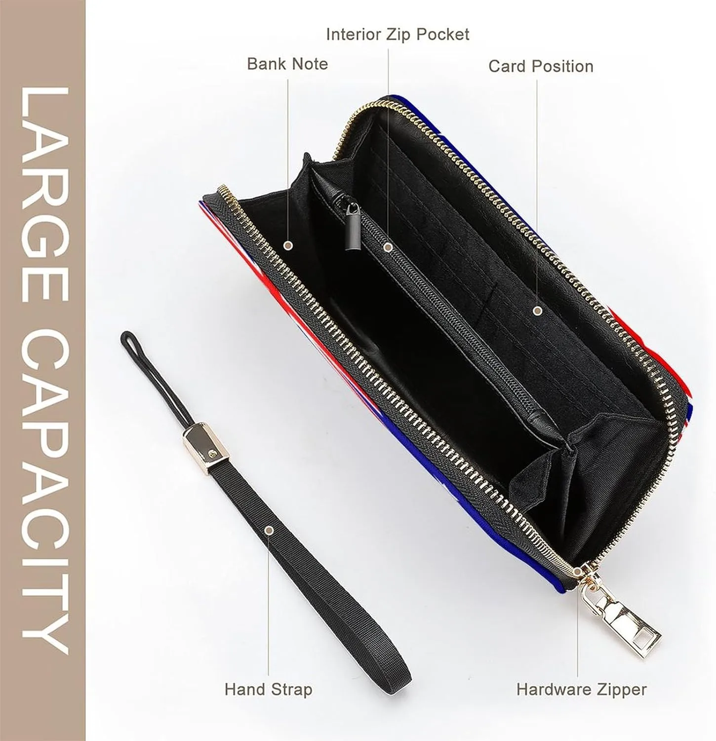 Women Men Australia Flag Zipper Long Purse with Removable Wristlet Stylish PU Wallet Travel Clutch