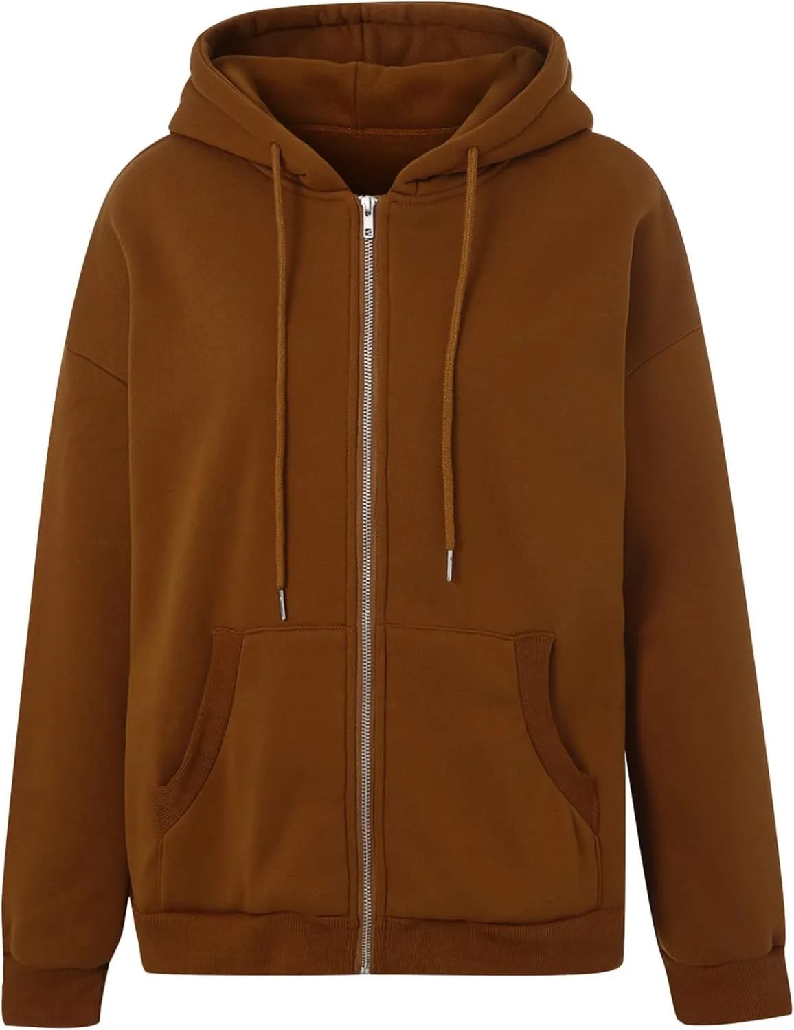 Women Oversized Zip Up Hoodies Sweatshirts Clothes Teen Girl Casual Drawstring Jackets with Pockets