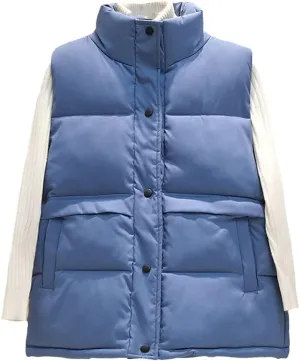 Women Sleeveless Vest Winter Korean Warm Down Cotton Padded Jacket Coat Parkas Waistcoat Veste