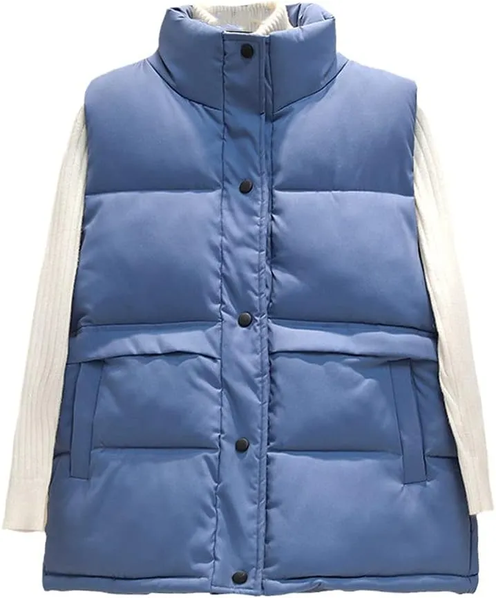 Women Sleeveless Vest Winter Korean Warm Down Cotton Padded Jacket Coat Parkas Waistcoat Veste