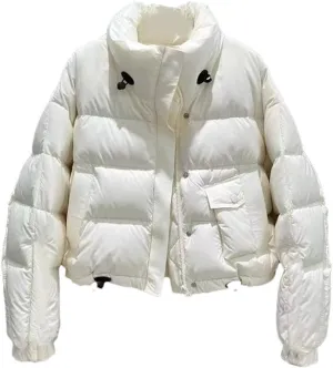 Women Stand Collar Cotton Padded Coat Solid Parka Jacket Thick Loose Puffer Jackets Outwear