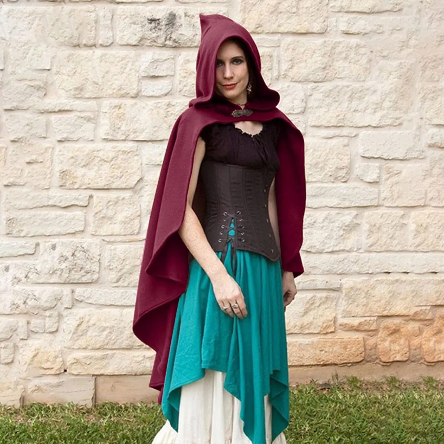 Women Wrap Scarf Women Fashion Casual Retro Medieval Halloween Hood Cloak Coat Role Playing Witch Hooded Cloak
