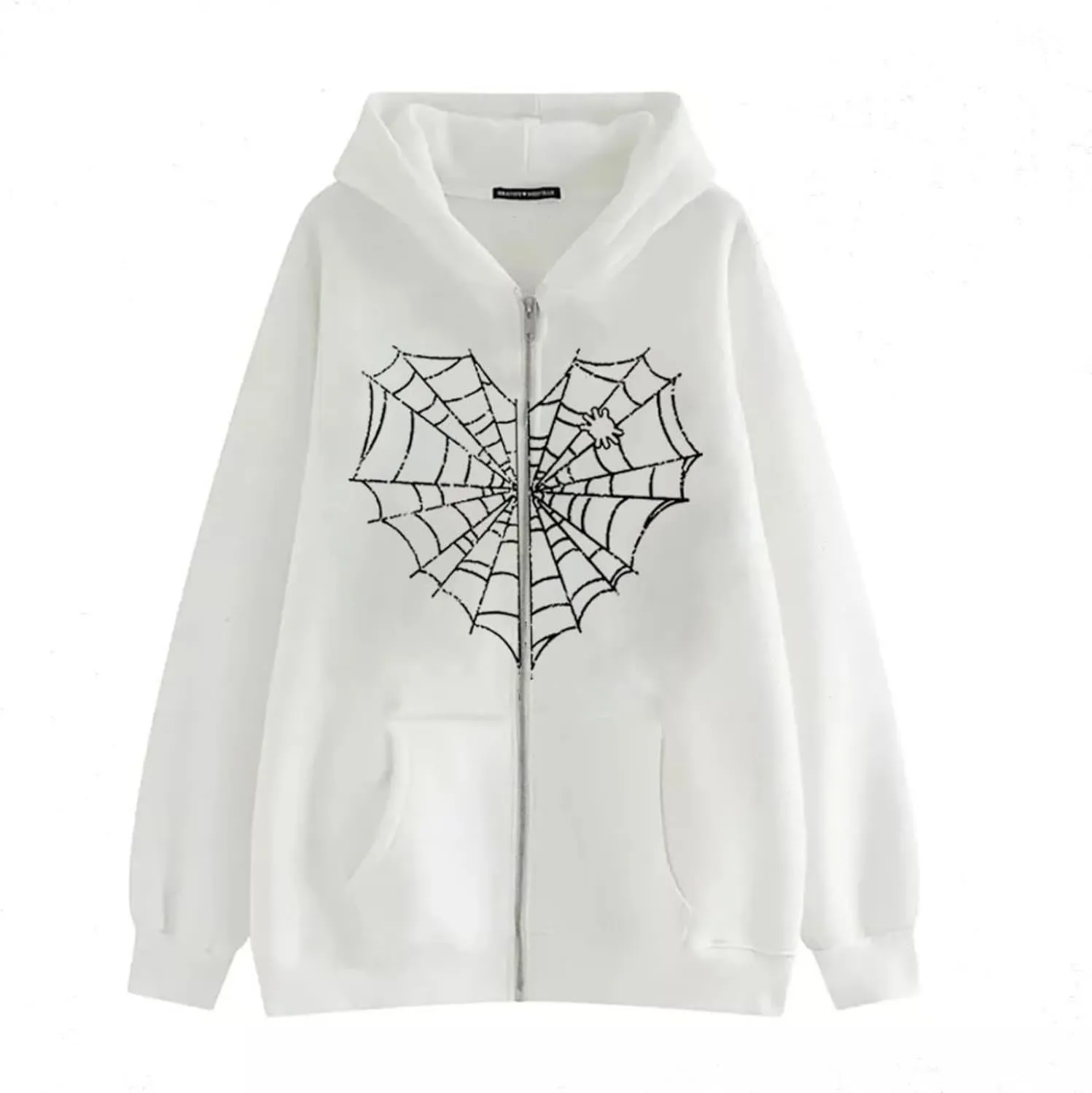 Women Y2K Zip Up Hoodie Spider Web Graphic Gothic Grunge Oversized Streetwear Hooded Sweatshirt Punk Emo Jacket Alt Clothes
