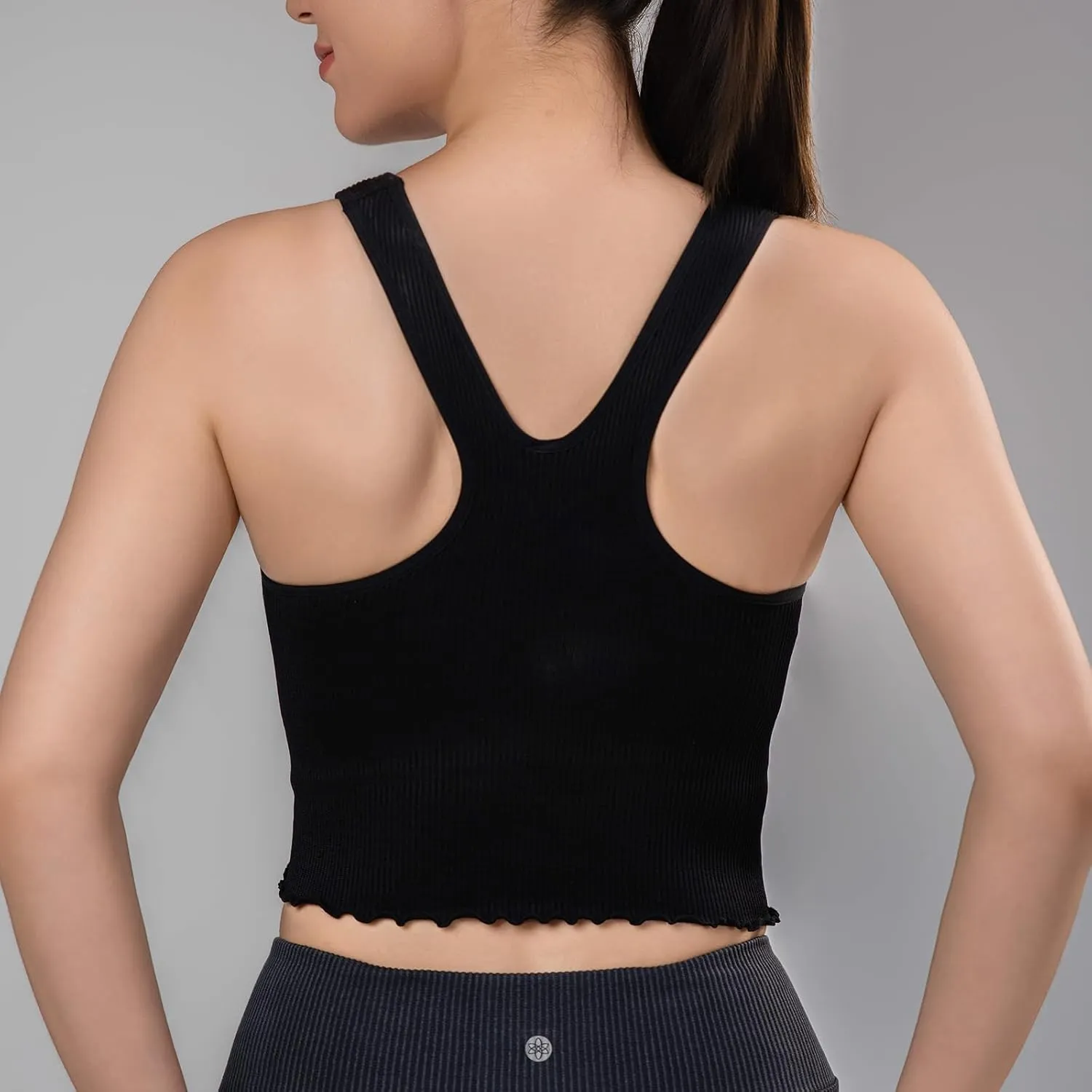 Women's 1/2 Pack Ribbed Workout Tank Tops with Built in Bra Racerback Seamless Crop Camisole Sport Tanks