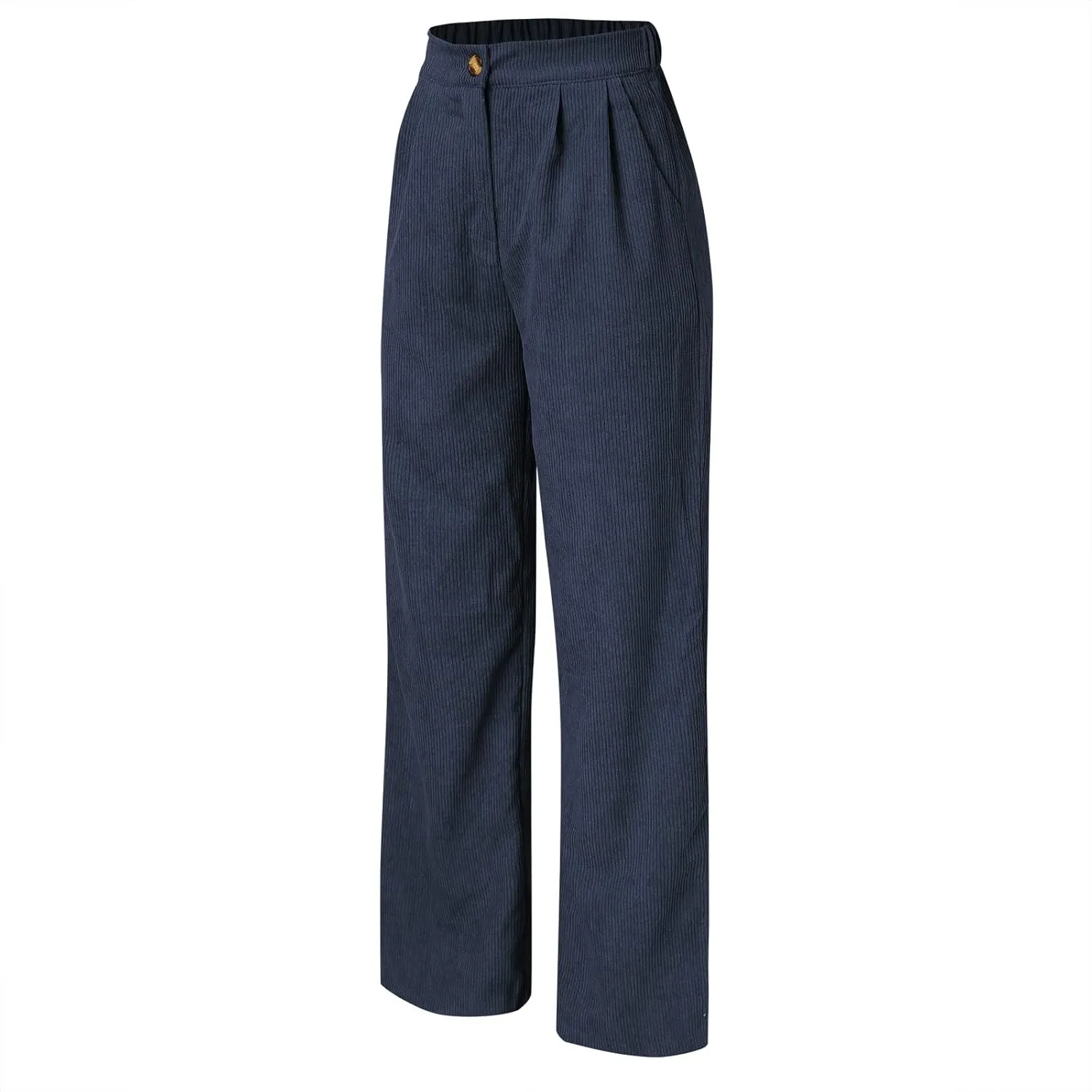 Women's Corduroy Straight Leg Pants Casual High Waist Trousers Solid Loose Fit Soft Classic Sweatspant with Pockets