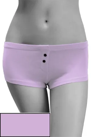 Womens Cotton Spandex Button-Up Boy Short - Light Lavender Purple