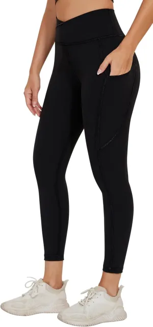 Women's Crossover Waist Yoga Leggings Soft High Stretch Sports Tights with Pocket