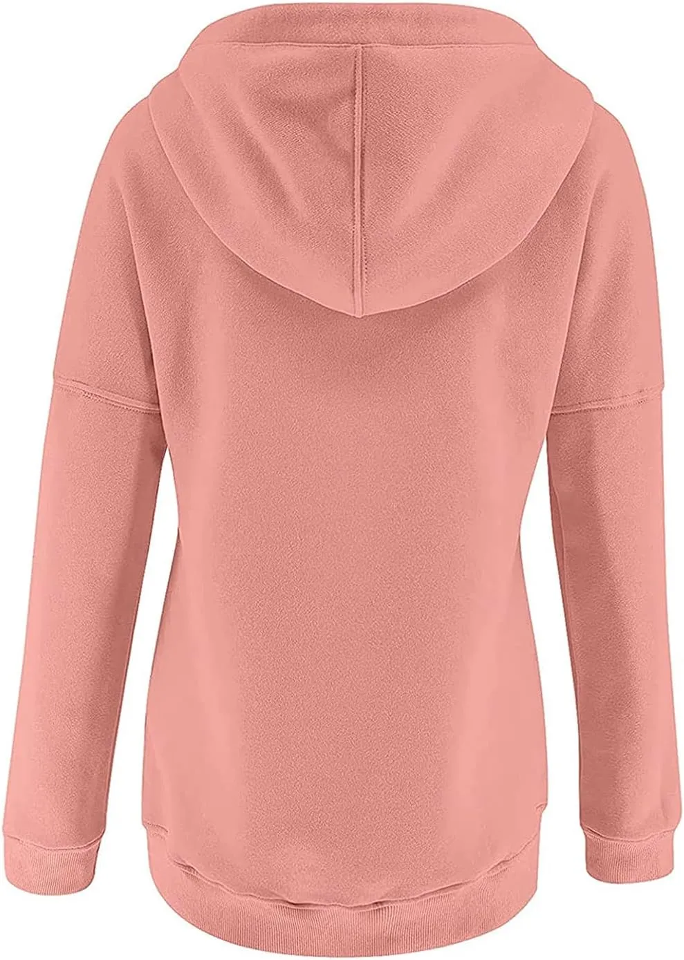 Women's Fashion Casual Hoodies Color Block Long Sleeve Drawstring Button Down Pullover Fall Sweatshirt Tops With Pocket
