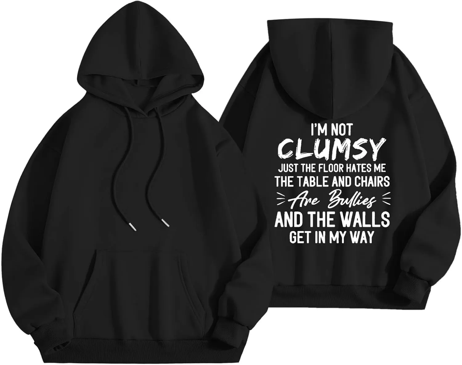 Womens Fashion Hoodies I'm Not Clumsy Print Long Sleeve with Pockets Casual Pullover Sweatshirt Tops 2024 Trendy Fall Clothes