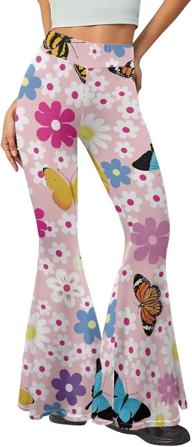 Women's Flared Yoga Pants High Waist Tummy Control Soft Flare Leggings Casual Wide Leg Pants Stretch Bell Bottom