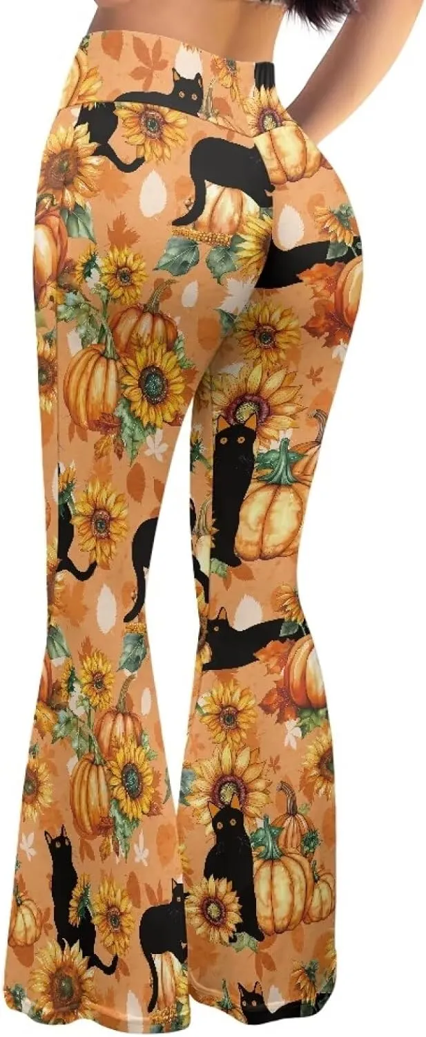 Women's Flared Yoga Pants High Waist Tummy Control Soft Flare Leggings Casual Wide Leg Pants Stretch Bell Bottom