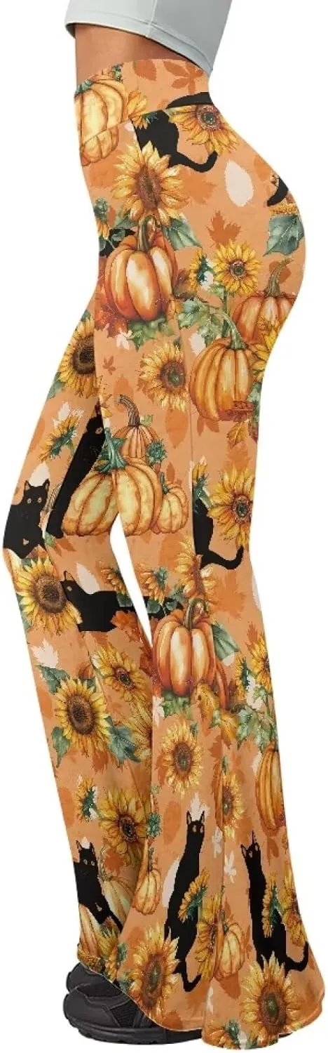 Women's Flared Yoga Pants High Waist Tummy Control Soft Flare Leggings Casual Wide Leg Pants Stretch Bell Bottom