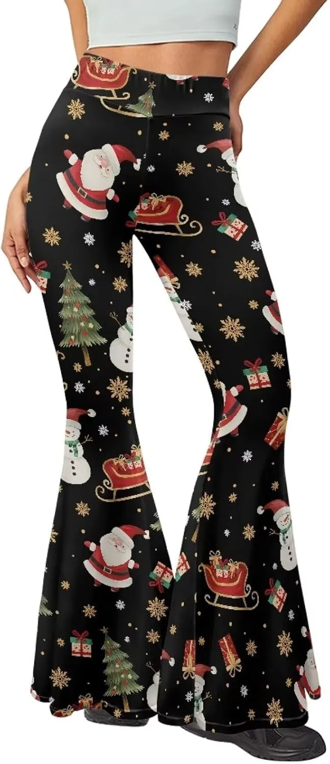 Women's Flared Yoga Pants High Waist Tummy Control Soft Flare Leggings Casual Wide Leg Pants Stretch Bell Bottom