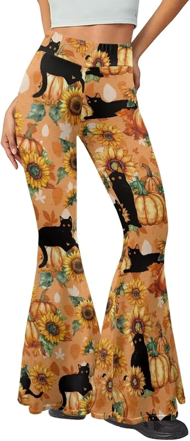 Women's Flared Yoga Pants High Waist Tummy Control Soft Flare Leggings Casual Wide Leg Pants Stretch Bell Bottom