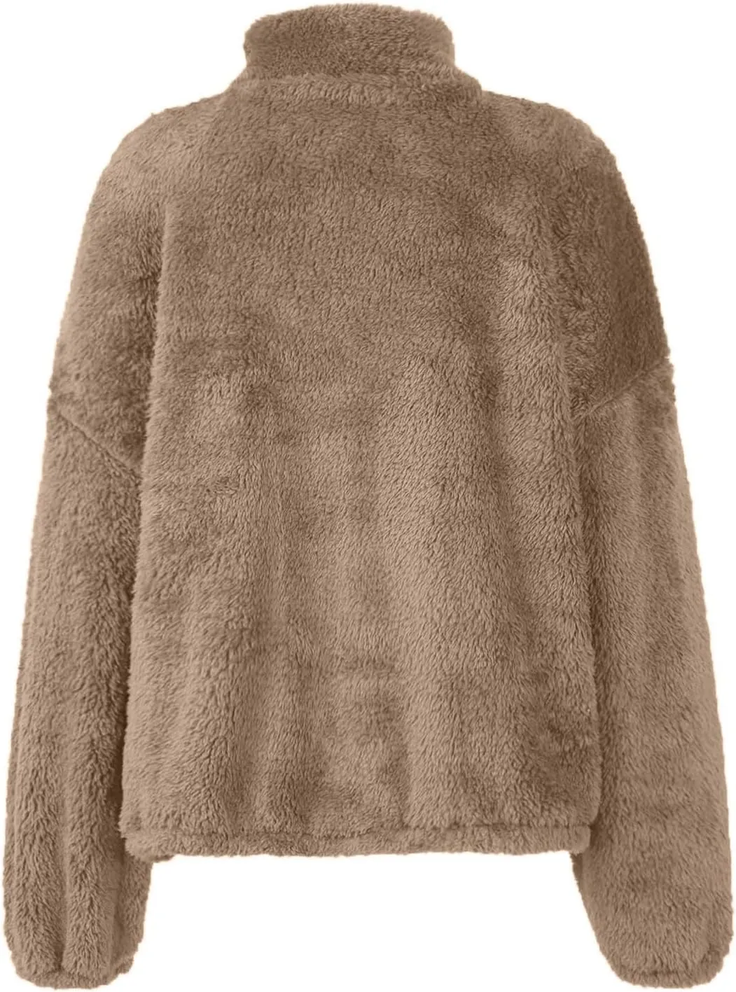 Womens Half Zip Sweatshirt Sherpa Hoodie Quarter Zip Pullover Fuzzy Sweater with Pocket Comfy Warm Winter Clothes