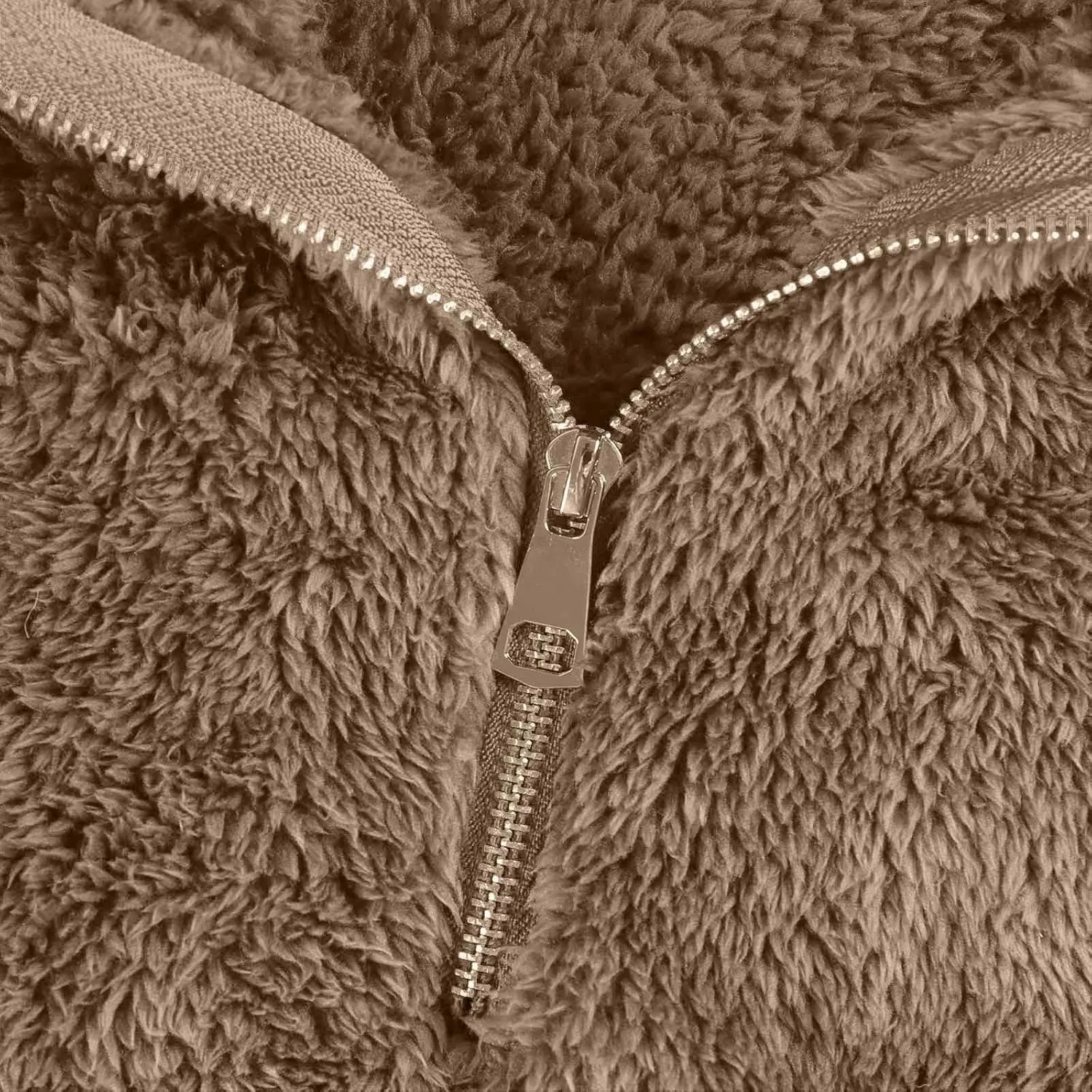 Womens Half Zip Sweatshirt Sherpa Hoodie Quarter Zip Pullover Fuzzy Sweater with Pocket Comfy Warm Winter Clothes