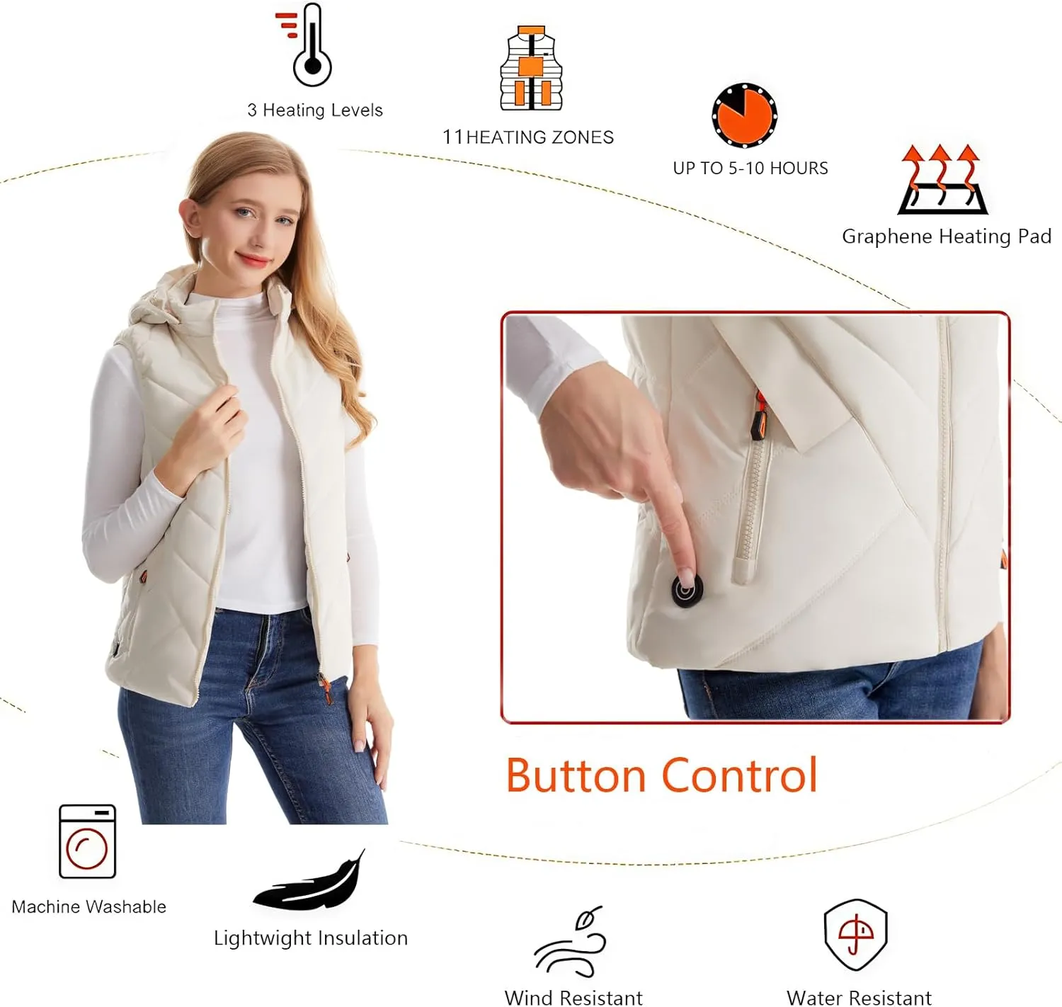 Women's Heated Vest with Battery Heated Body Warmer Winter Outdoor Heating Jackets for Women